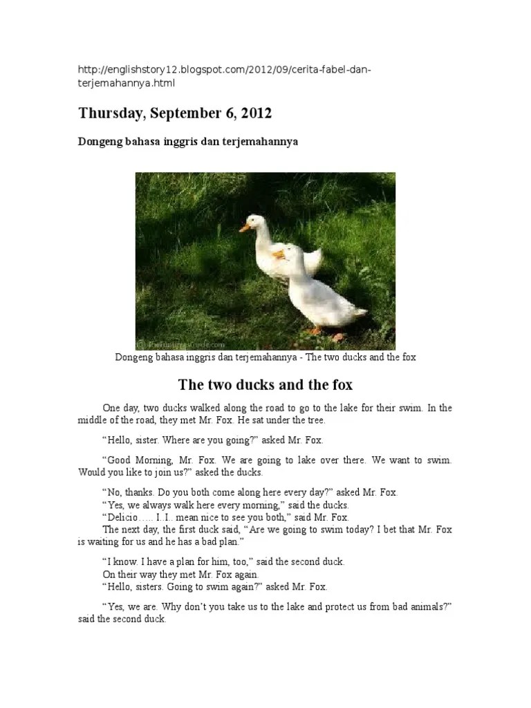 Dongeng Bahasa Inggris Dan Terjemahannya Indonesian