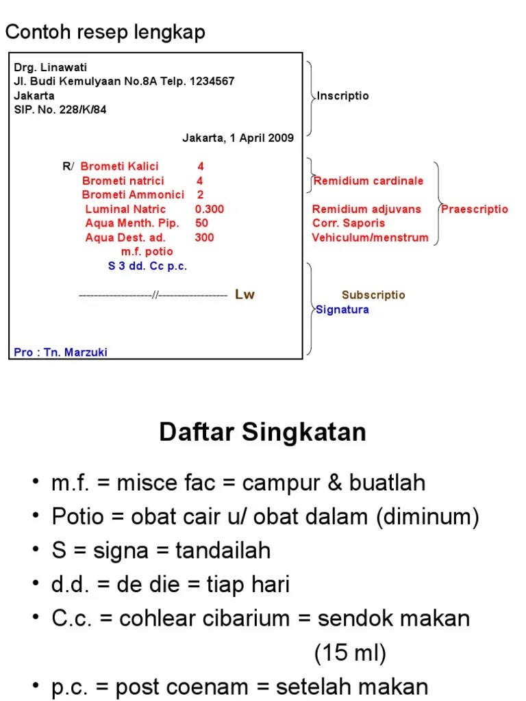 Contoh resep lengkap