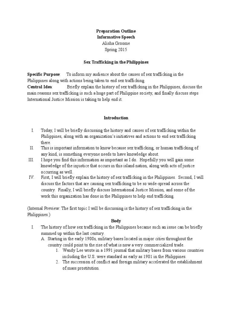new sex trafficking philippines informative outline Sex Trafficking