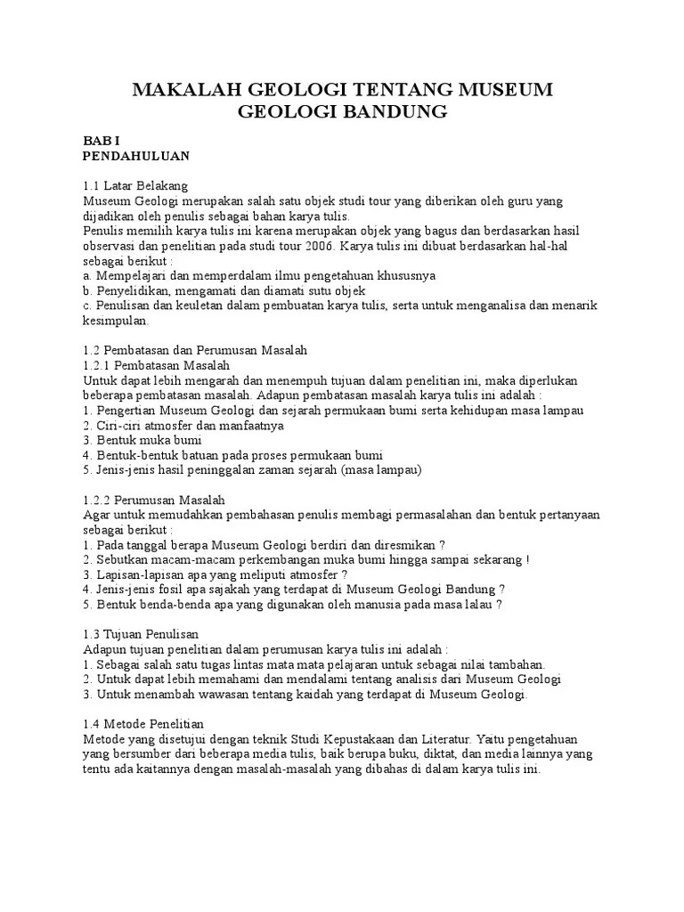 Contoh Laporan Perjalanan Museum Geologi Bandung