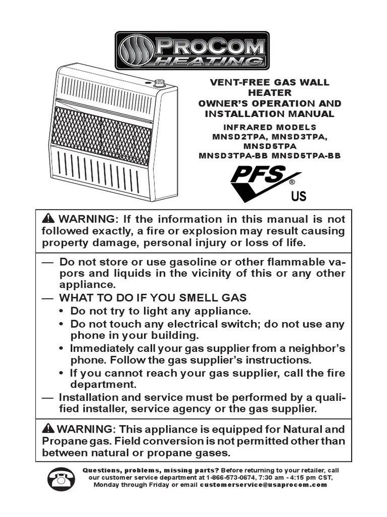Ventless Propane Heater Manual PDF Hvac Thermostat