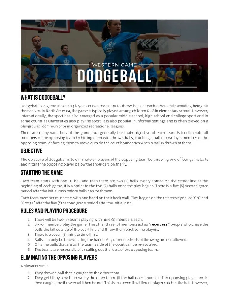 Dodgeball Rules PDF Sports Rules And Regulations Teams
