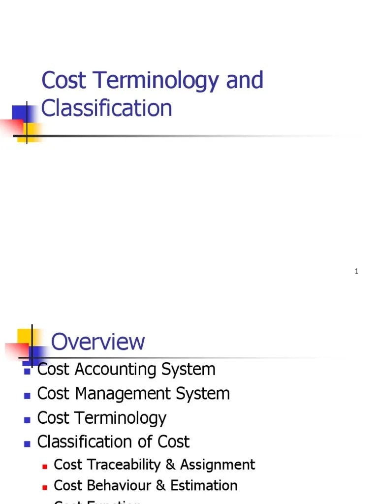 Cost Terminology and Classification PDF Regression Analysis Cost