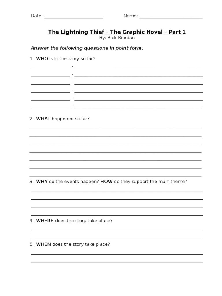 The Lightning Thief - Worksheets | PDF | American Fantasy Novels | Books