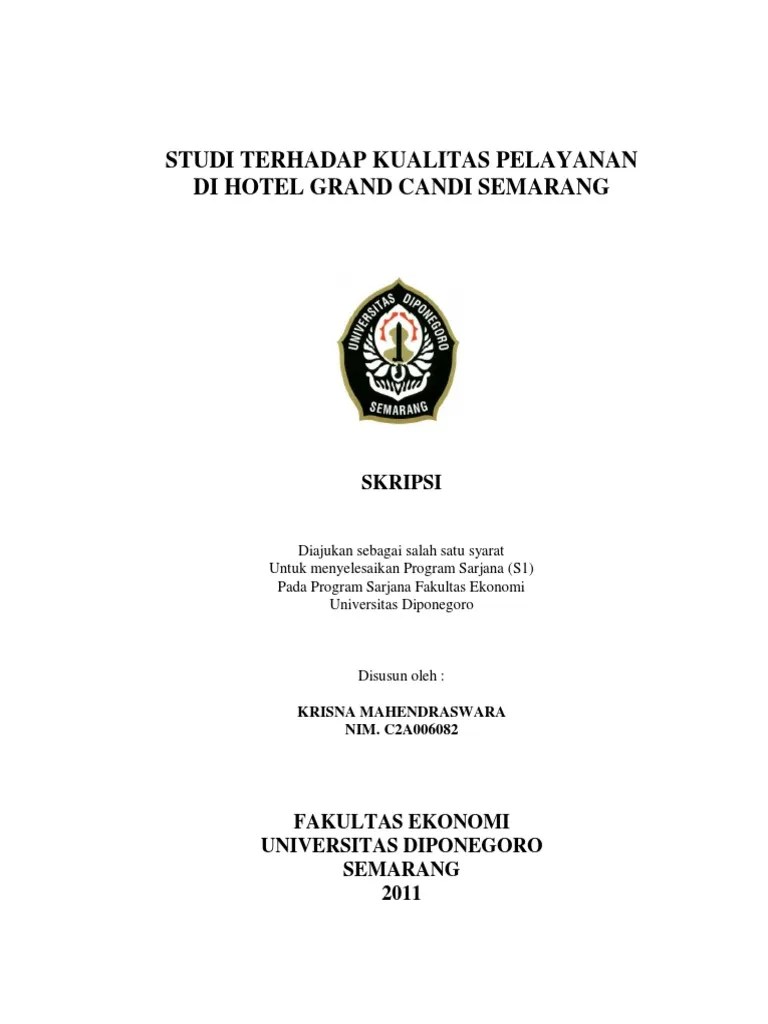 Skripsi Kualitas Pelayanan Di Hotel | Pdf
