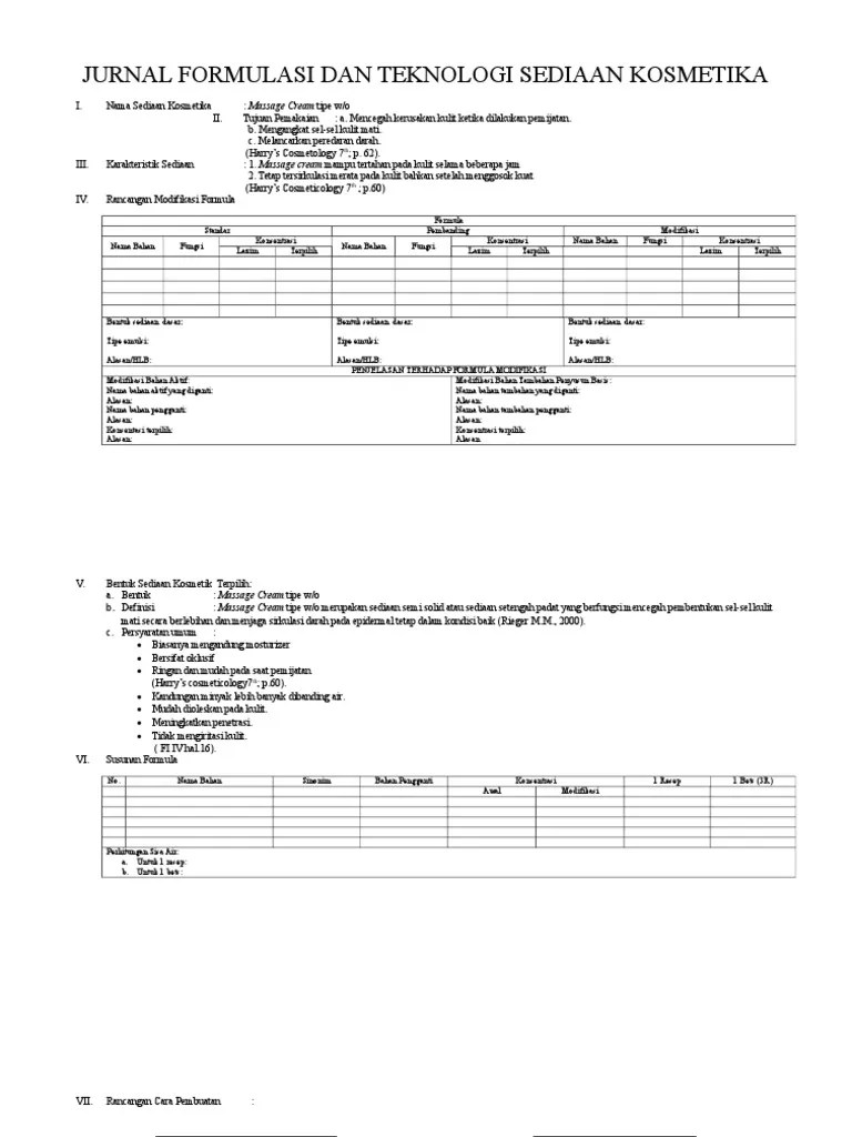 Jurnal Formulasi Dan Teknologi Sediaan Kosmetika Massage Krim (1)