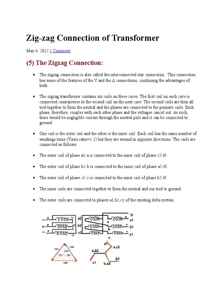 ZigZag Connection of Transformer PDF Transformer Components