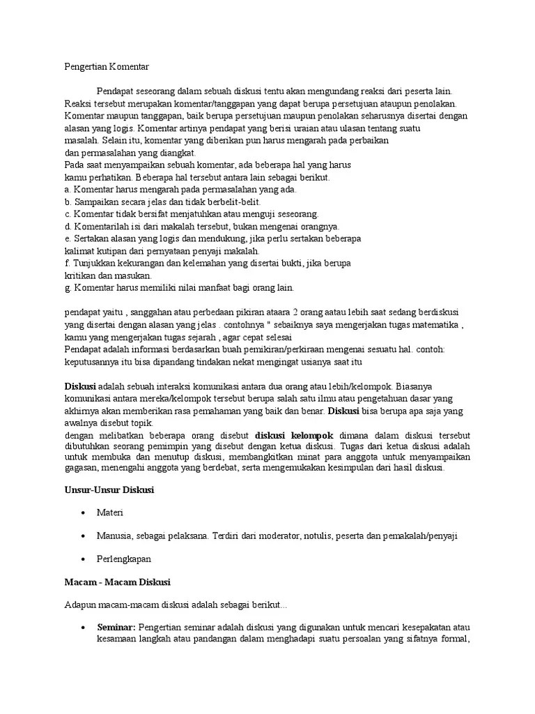 Pengertian Komentar | PDF