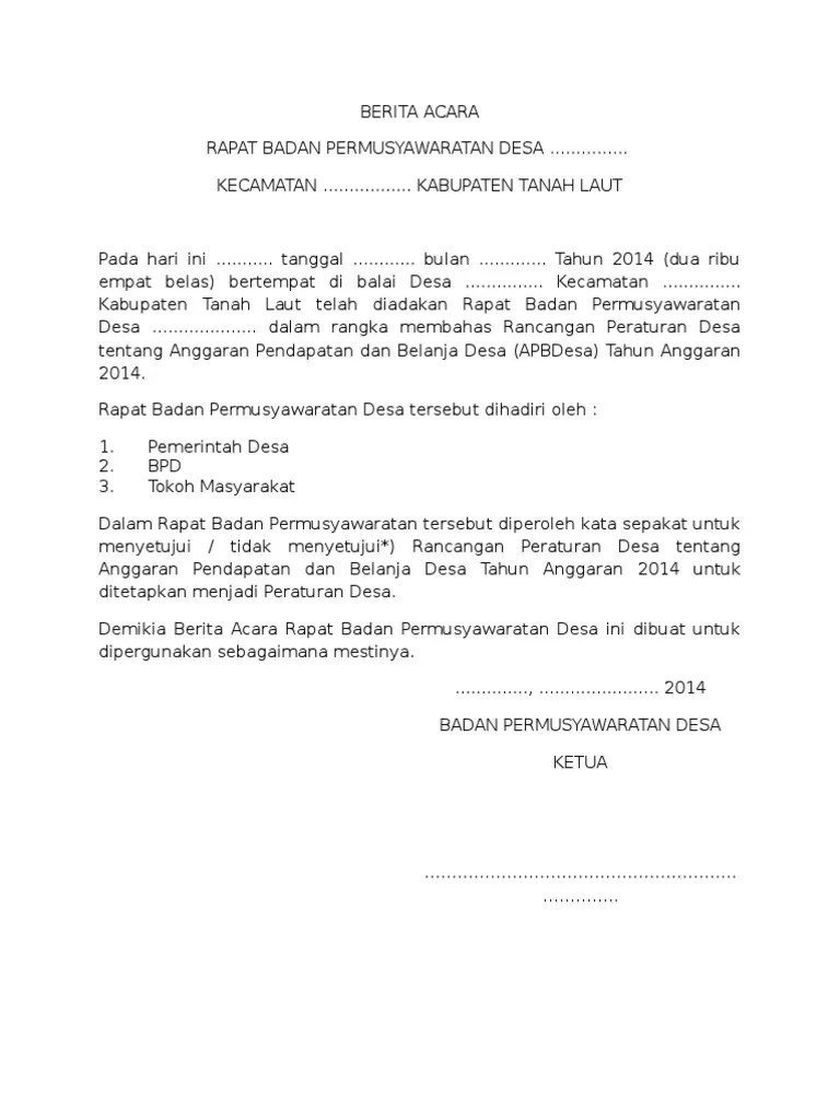 3.3. Berita Acara - Daftar Hadir Rapat BPD | PDF