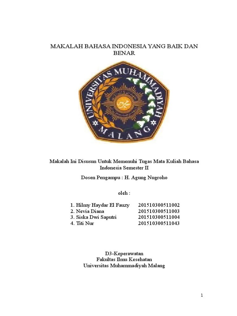Makalah Bahasa Indonesia Yang Baik Dan Benar