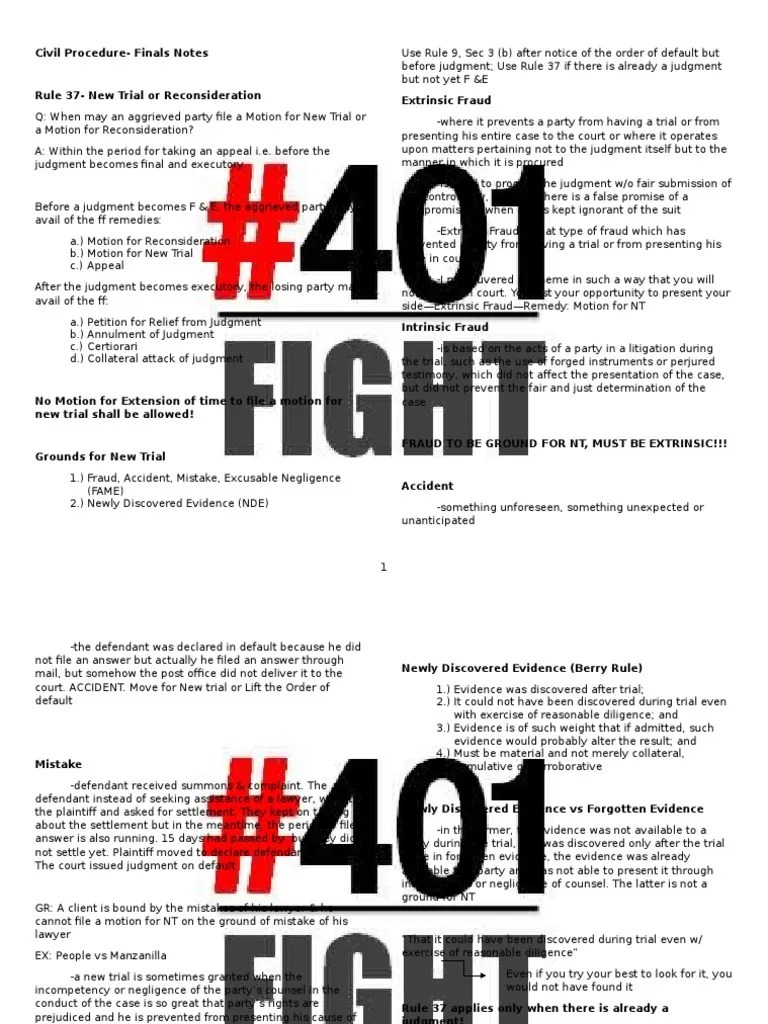 Civil Procedure Rule 37 Notes PDF Standard Of Review Judgment (Law)