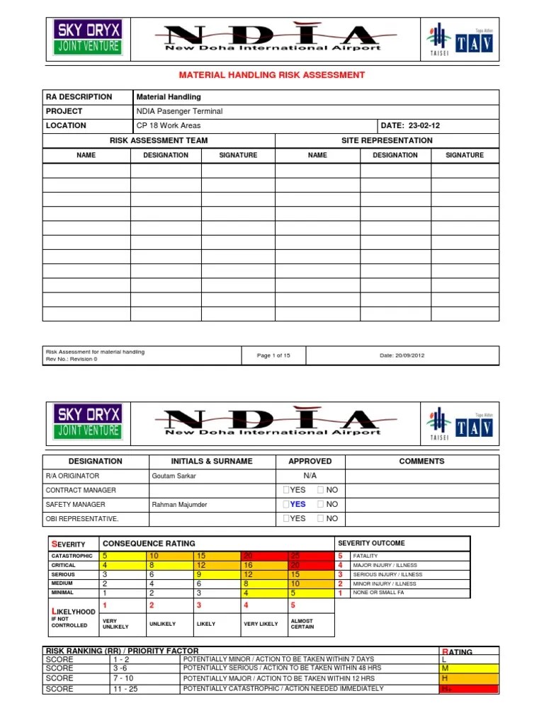 Risk Assessment for Material Handling Forklift Elevator