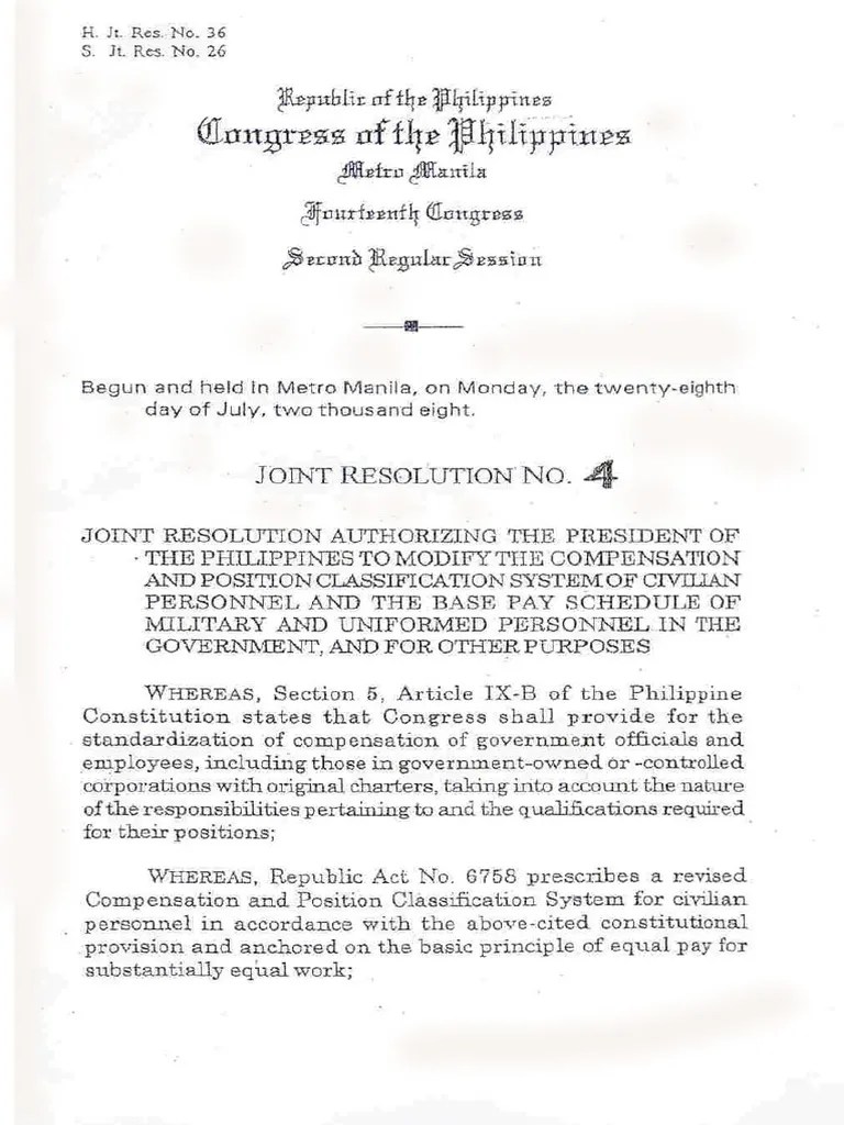 Congress Joint Resolution No. 4 s 2009