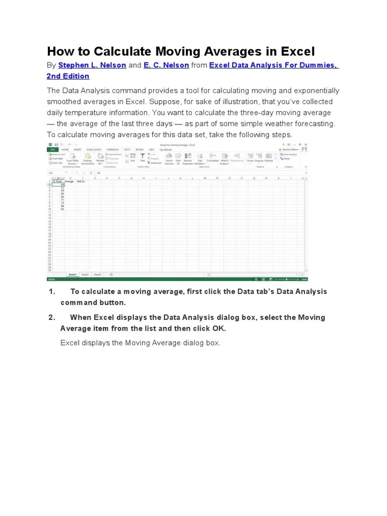 How To Calculate Moving Averages in Excel PDF Moving Average