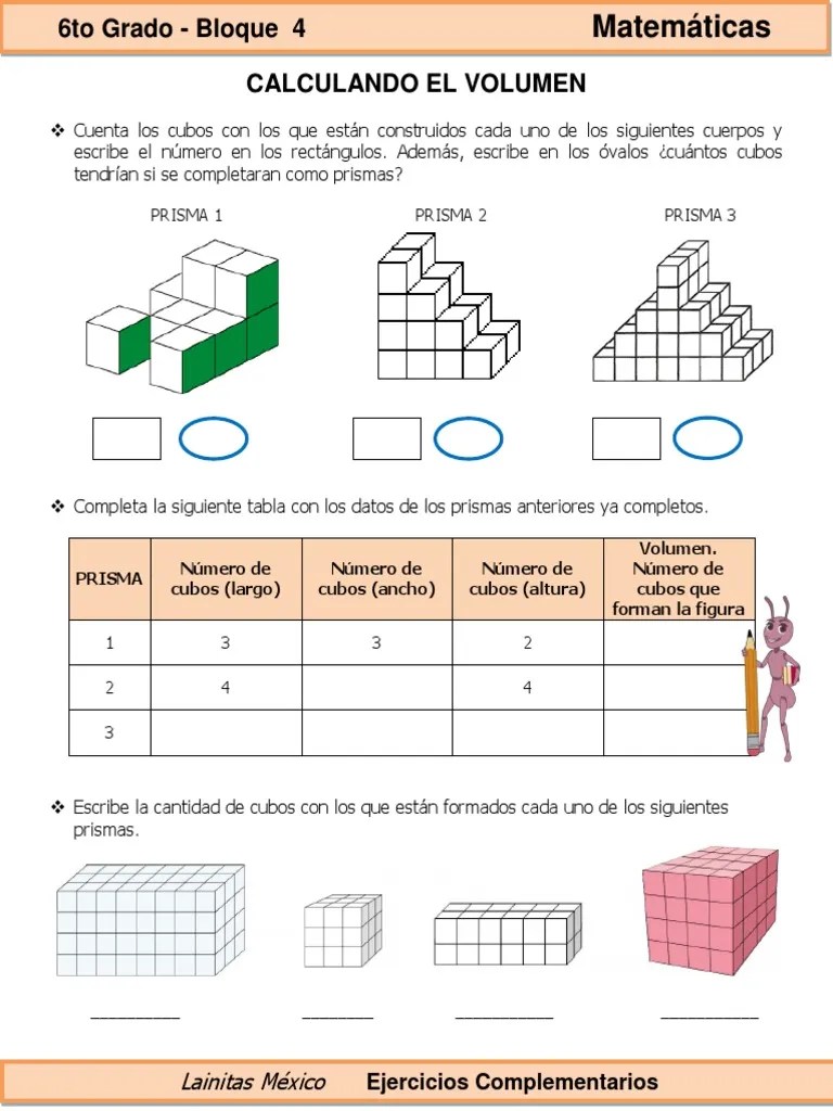 6to Grado Matemáticas Cálculo de Volumen