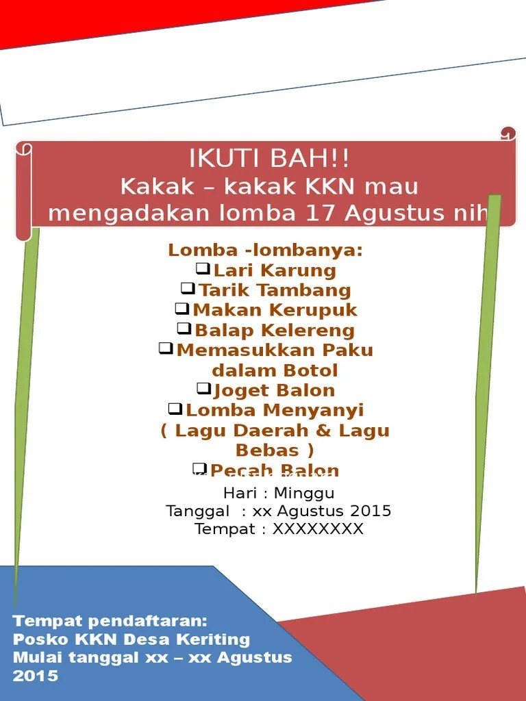 Kakak Kakak Kkn Mau Mengadakan Lomba 17 Agustus Nih