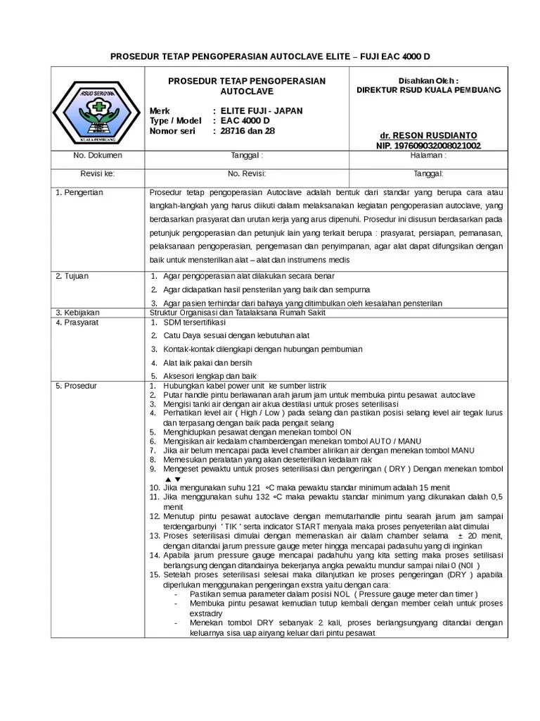 Sop Autoclave