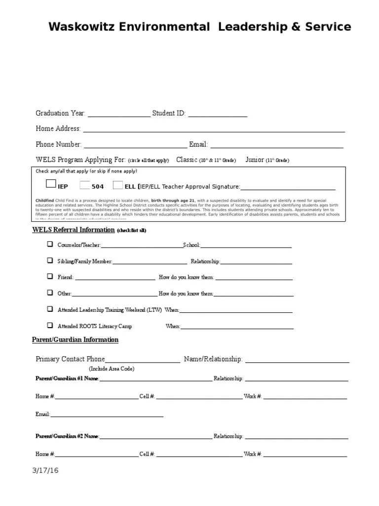WELS Perm Form Individualized Education Program Schools Free 30