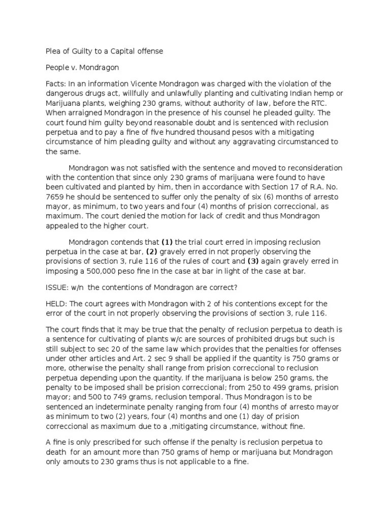 (005) People v. Mondragon Plea Sentence (Law)