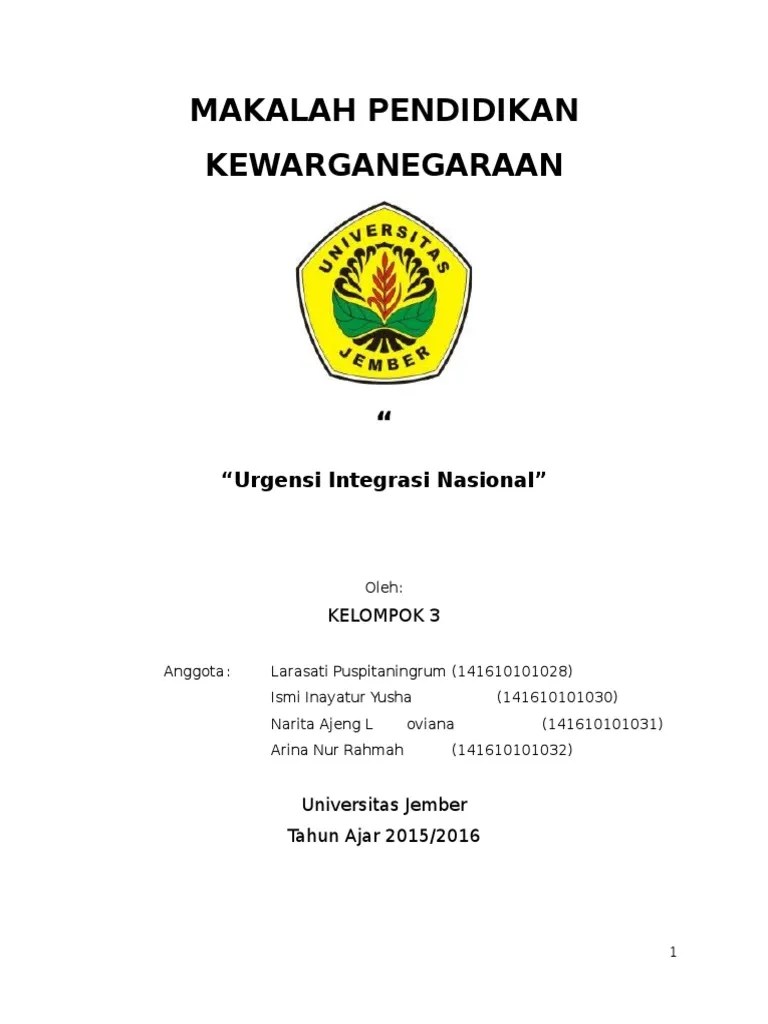 Materi Urgensi Integrasi Nasional Kelompok 3. PKn 76