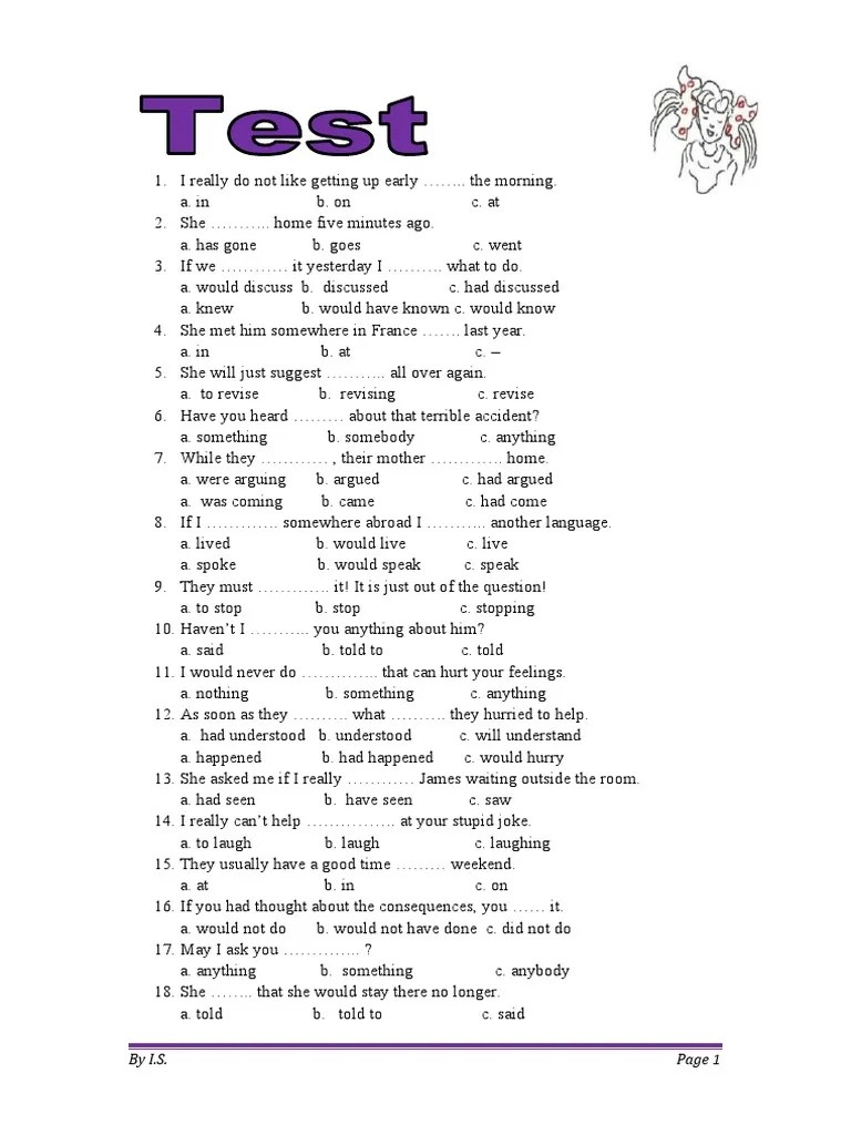 Grammar Test For UpperIntermediate Students PDF