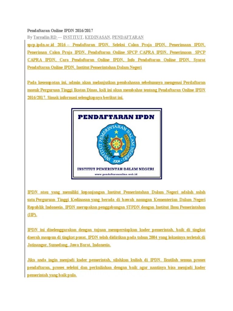 Sekolah Tinggi Ilmu Pemerintahan Dalam Negeri Terkait Ilmu