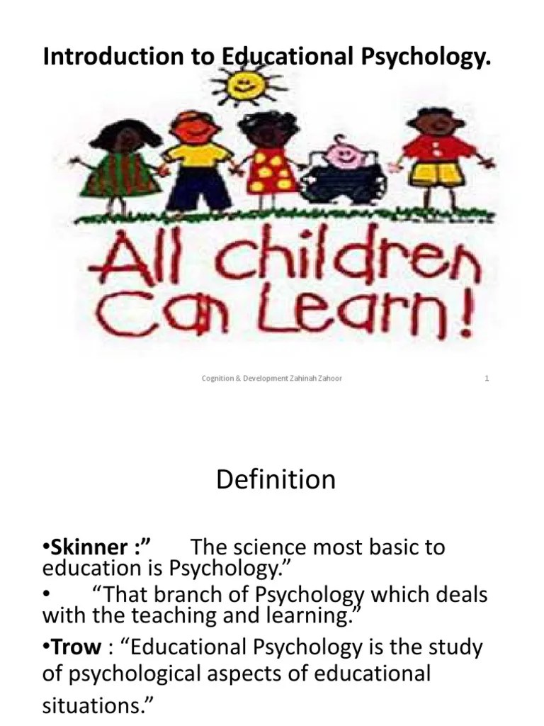 Introduction to Educational Psychology Educational Psychology Learning