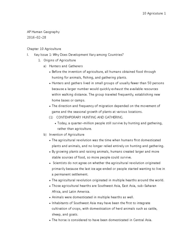 AP Human Geography Chapter 10 Outline Farms Agriculture