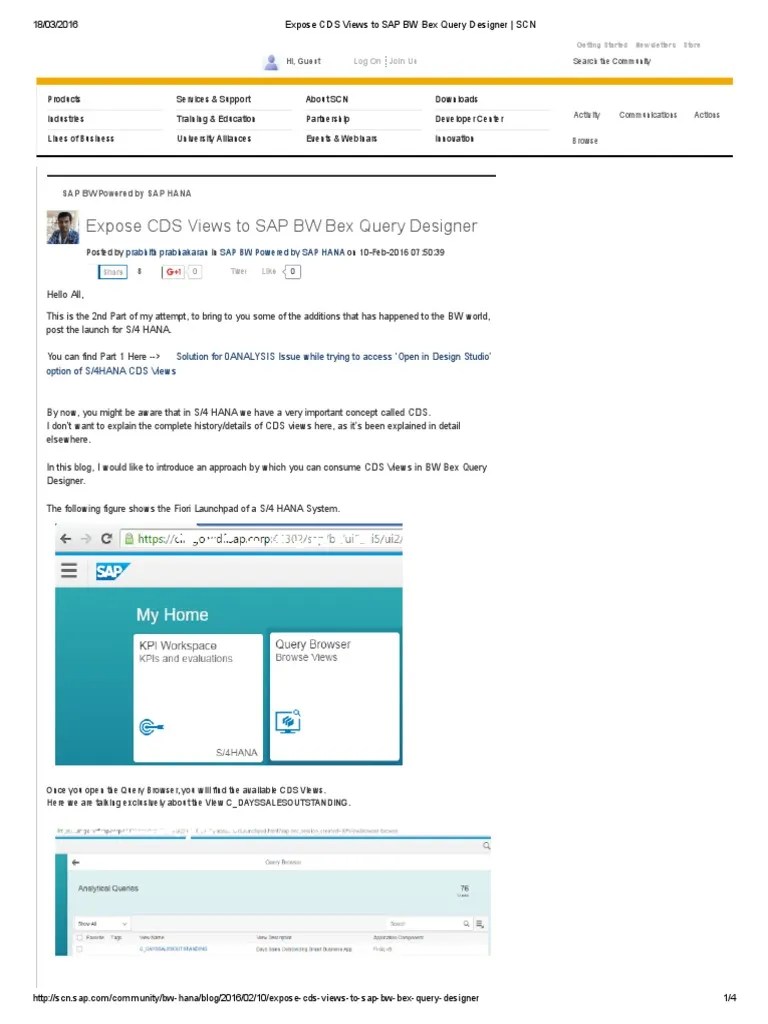 Expose CDS Views to SAP BW Bex Query Designer _ SCN Analytics