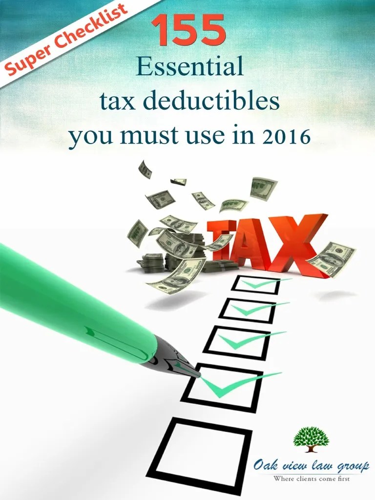 155 Essential Tax Deductibles You Must Use in 2016 401(K) Electric