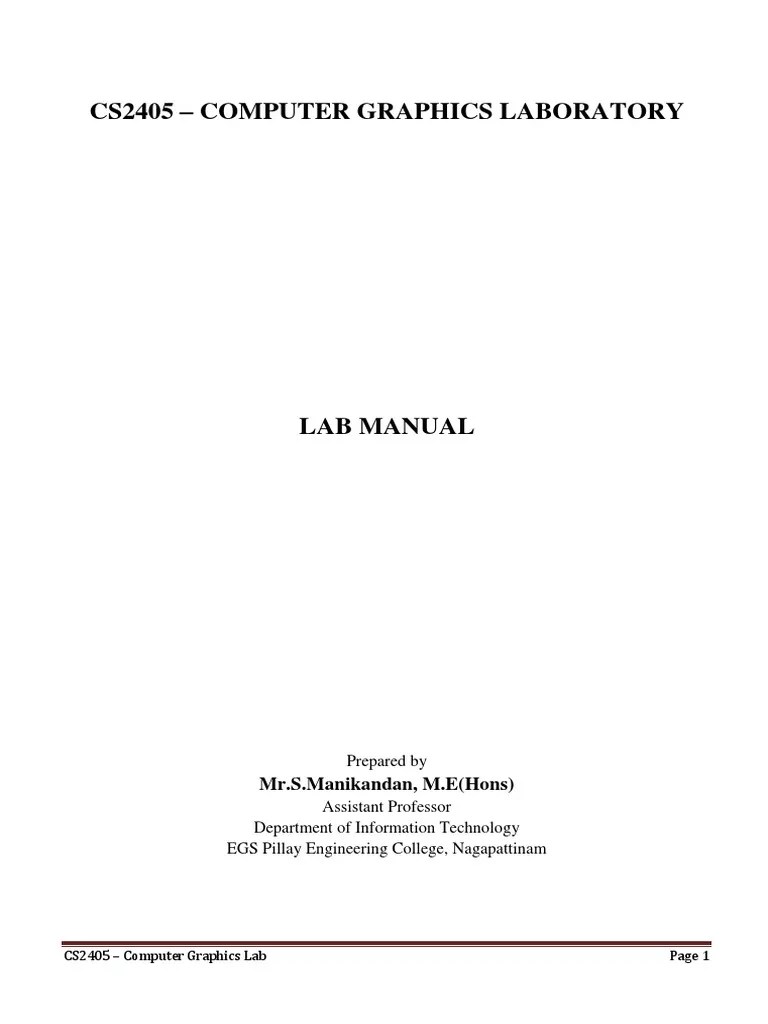 Computer Graphics Lab Manual PDF 2 D Computer Graphics Graphics