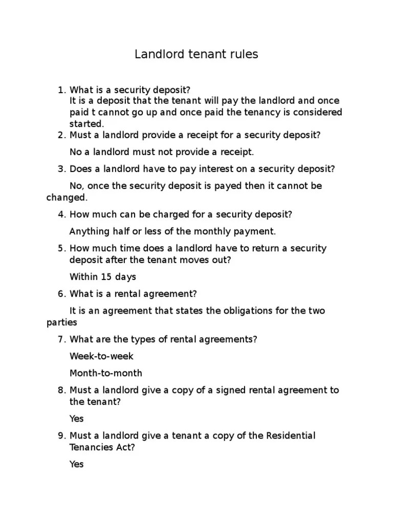 Landlord Tenant Rules PDF Leasehold Estate Landlord
