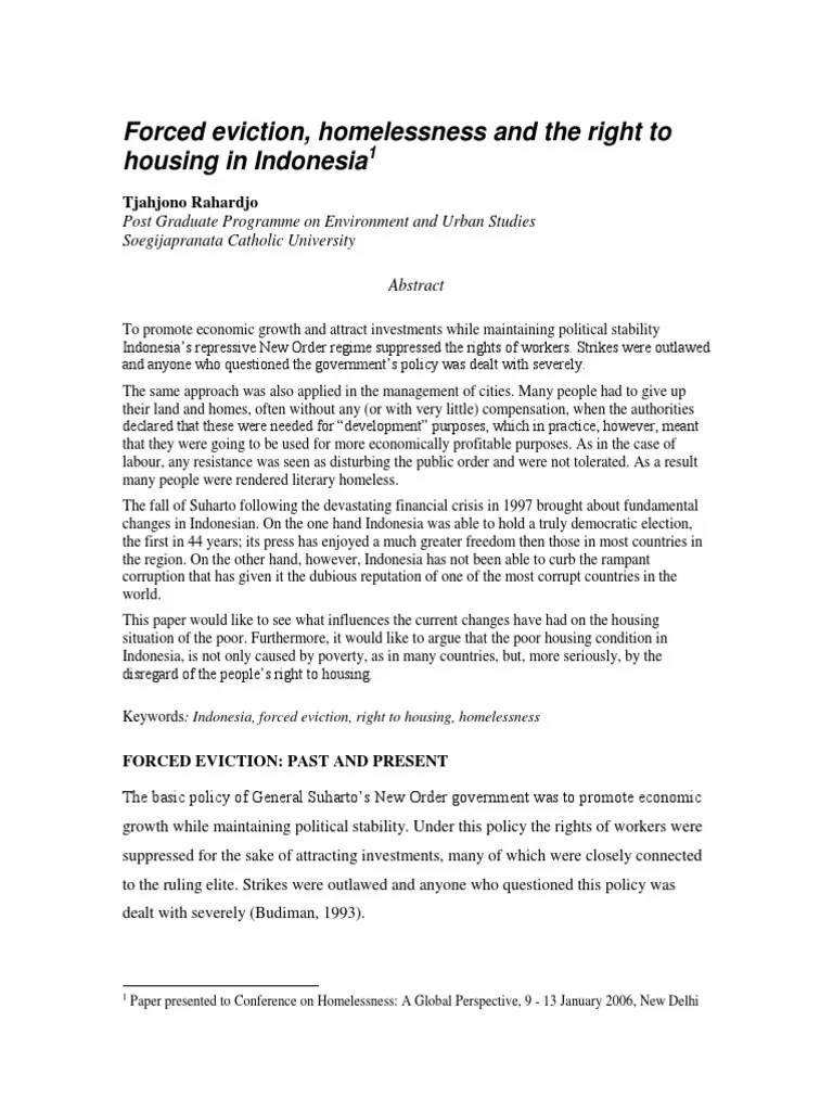 Forced Eviction Homelessness and The Rig PDF Politics (General