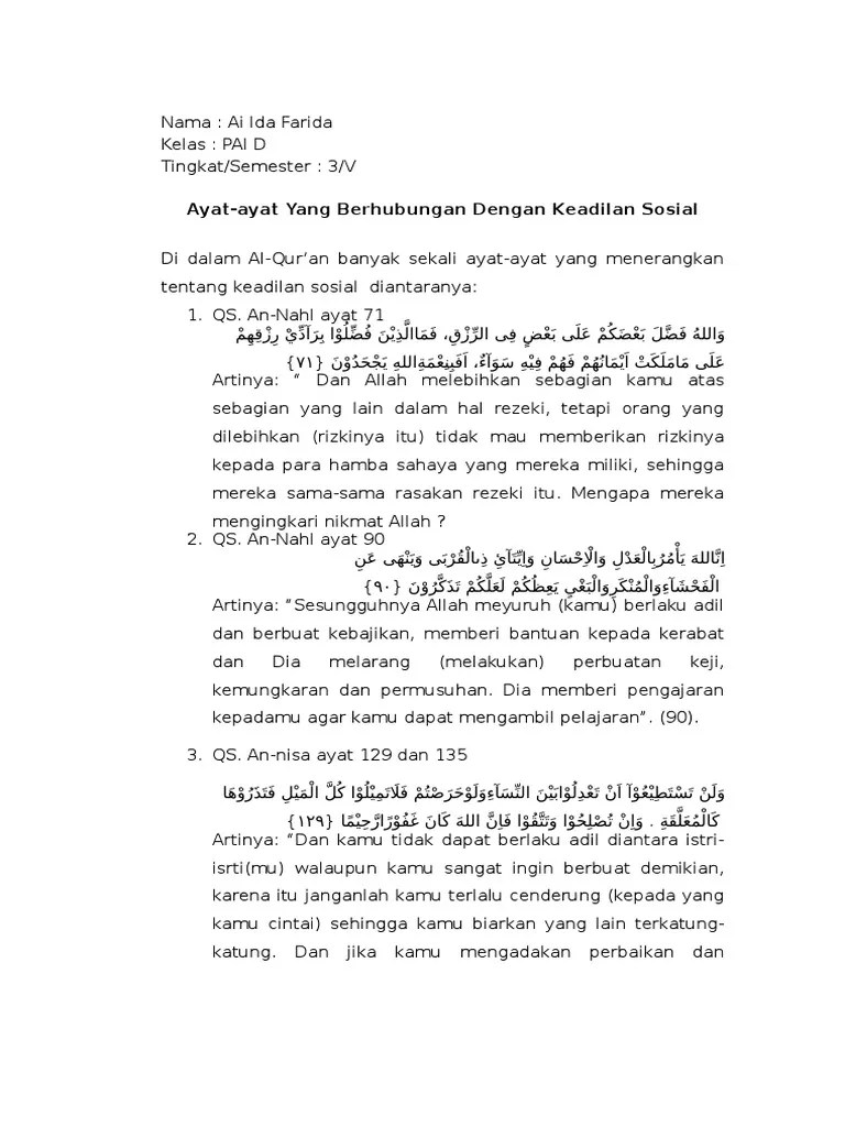 Ayat-Ayat Al-Qur&rsquo;an Tentang Keadilan Sosial | PDF