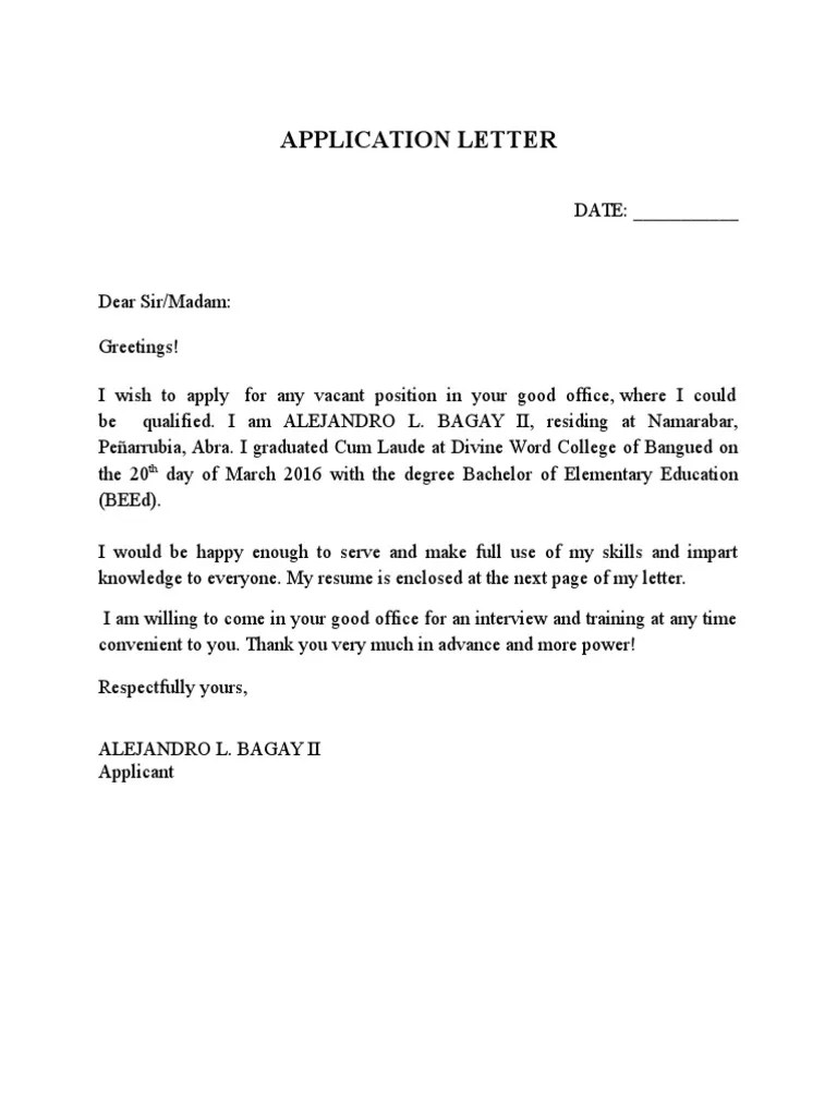Application Letter