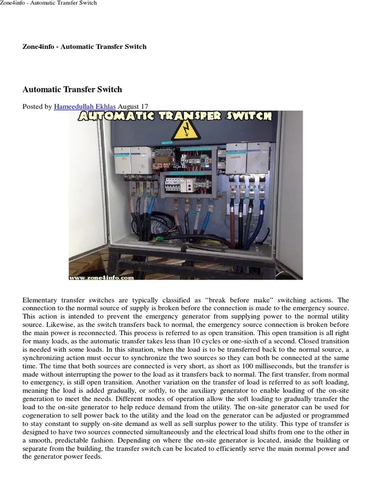 Automatic Transfer Switch PDF | PDF | Switch | Relay