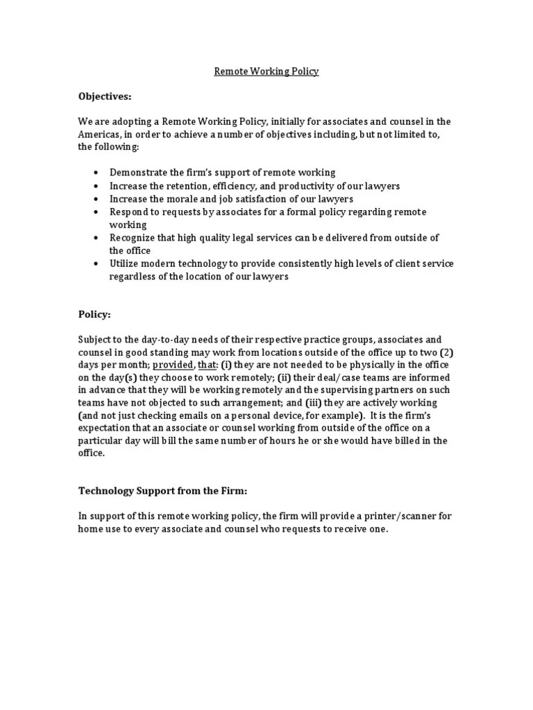 Remote Working Policy April 2016