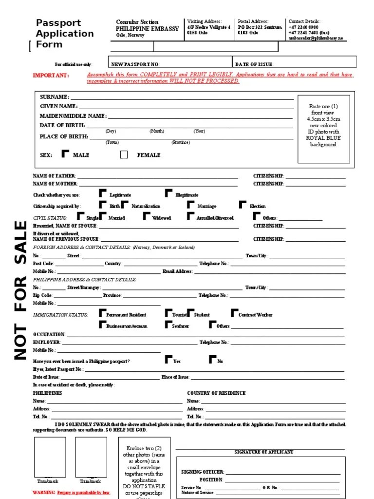 Philippine passport application form