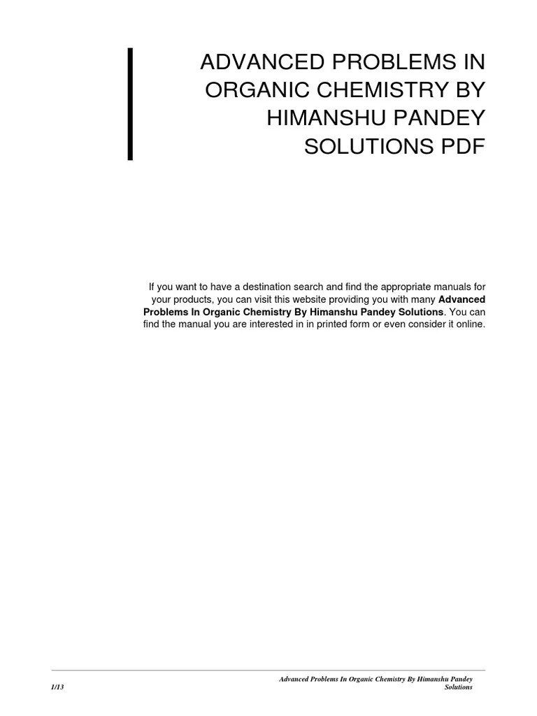 Advanced Problems in Organic Chemistry by Himanshu Pandey Solutions