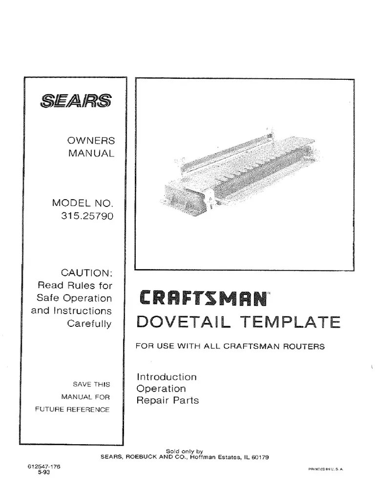 Craftsman Dovetail Jig L0804094 Screw Wood
