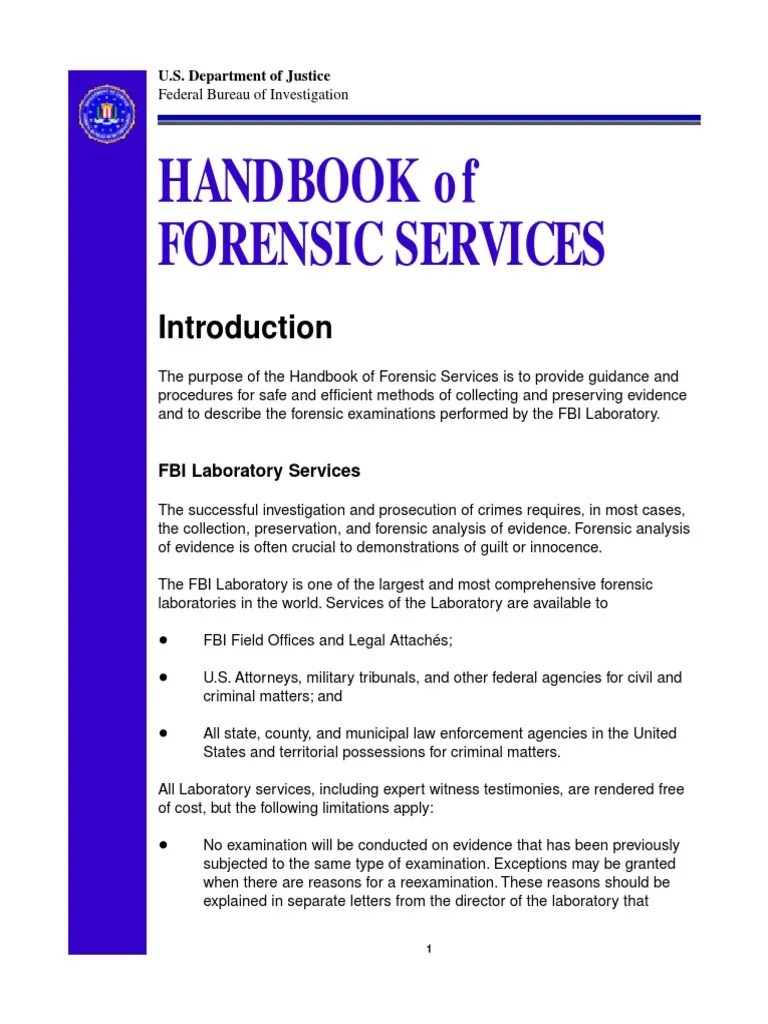 Handbook of Forensic Services FBI Explosive Material Federal Bureau