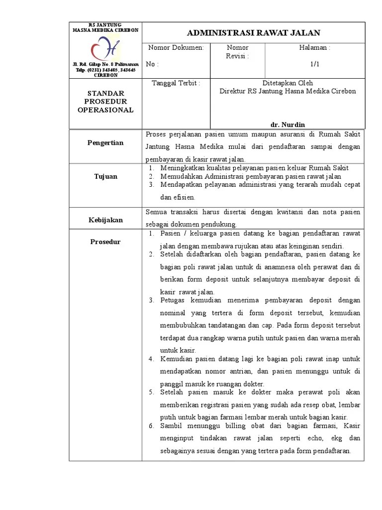 SOP Administrasi Rawat Jalan | PDF