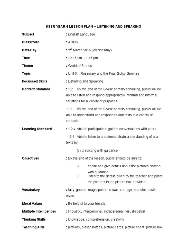 Listening and Speaking UNIT 5 PDF Lesson Plan Neuropsychology