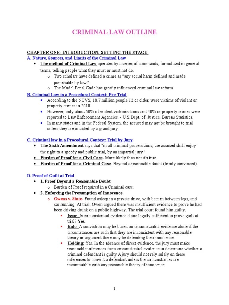 FINAL Criminal Law Outline Causation (Law) Murder Free 30day