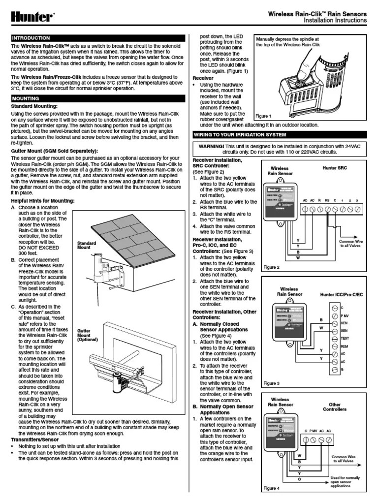 Hunter Wireless Rain Clik Installation | PDF | Electromagnetic
