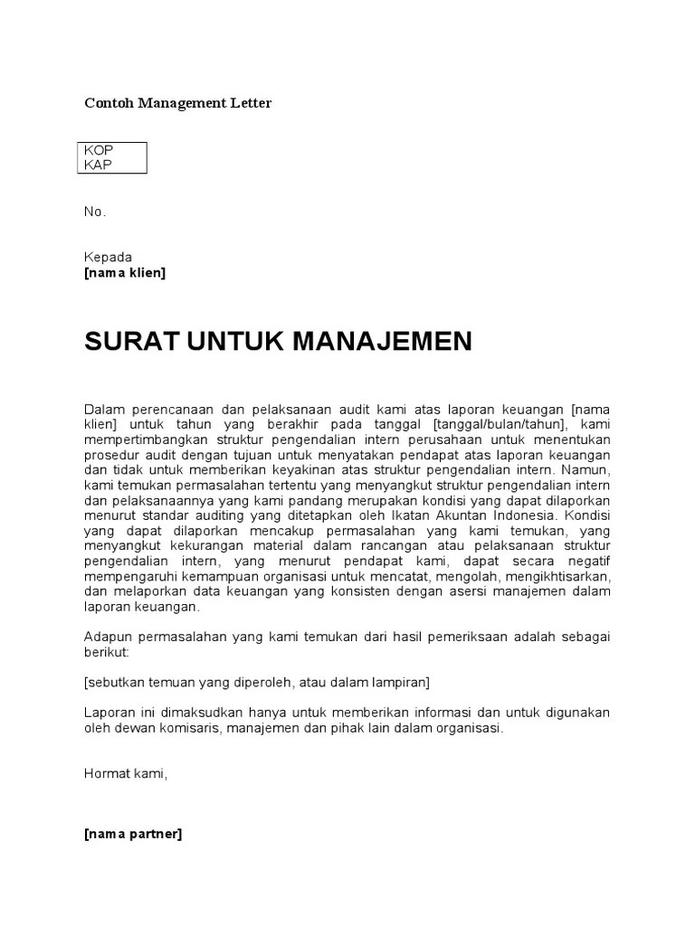 Contoh Management Letter PDF