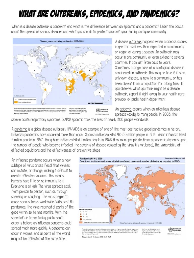 outbreaks epidemics and pandemics reading Influenza