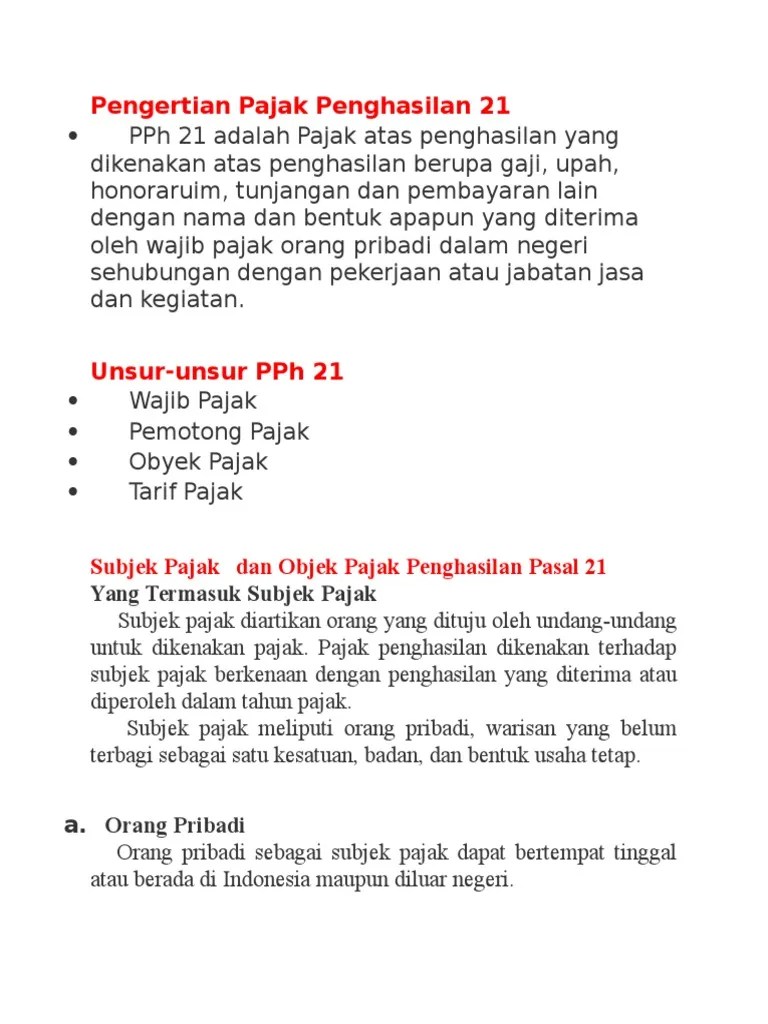 Pengertian Pajak Penghasilan 21 | PDF