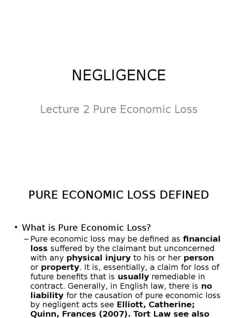 Defining Pure Economic Loss and Exploring the Reasoning Behind Non