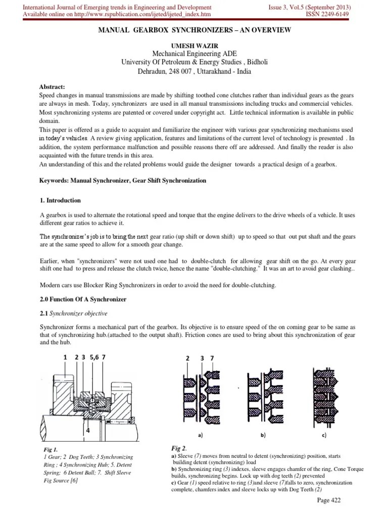 Synchromesh Mechanism PDF Manual Transmission Gear